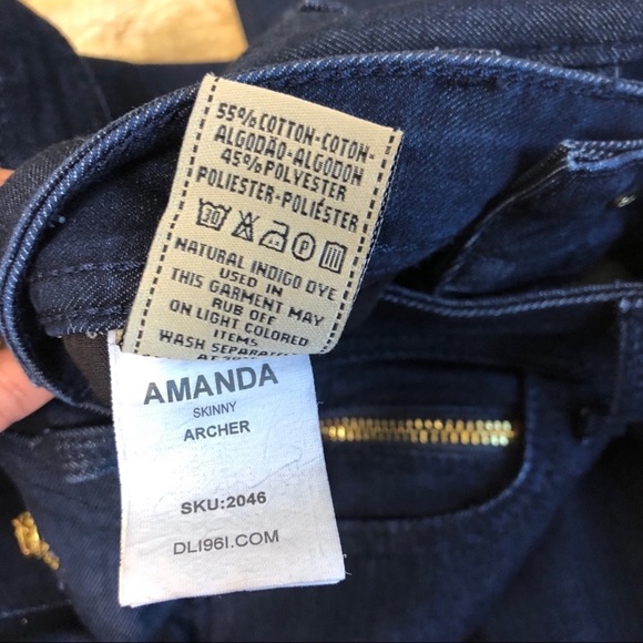 DL1961 Amanda Dark Blue Zip Pocket Skinny Jeans - Picture 8 of 8